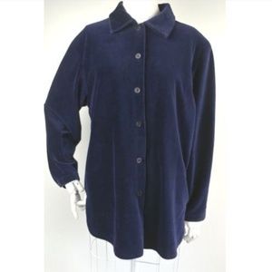Vintage Liz Claiborne 90s Velour Shirt Navy Blue S